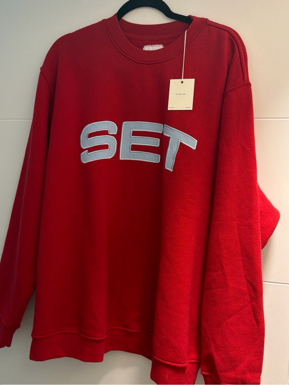 SET Active Red Crewneck Sweatshirt with Blue Lettering